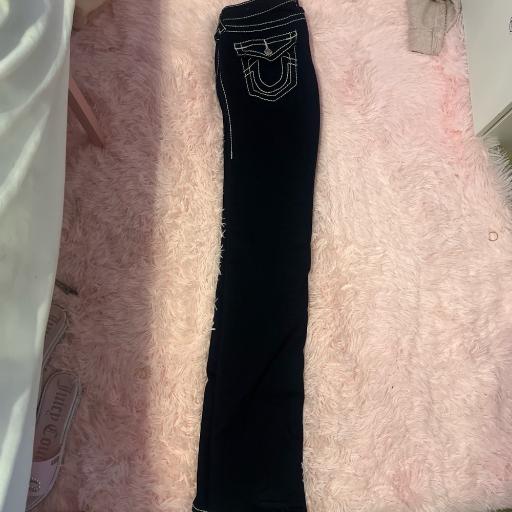 True Religion Black Jeans with White Contrast Stitching